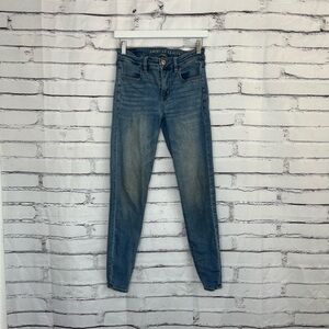American Eagle Next Level Stretch Skinny Jeans Women’s 4 Blue Mid Wash High Rise